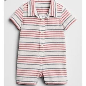 Baby Gap Red white & blue striped shorties romper